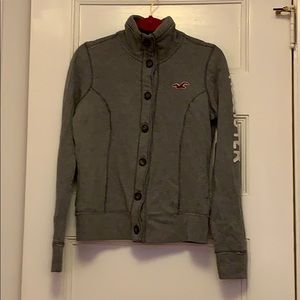 Hollister Large button up grey sweatshirt